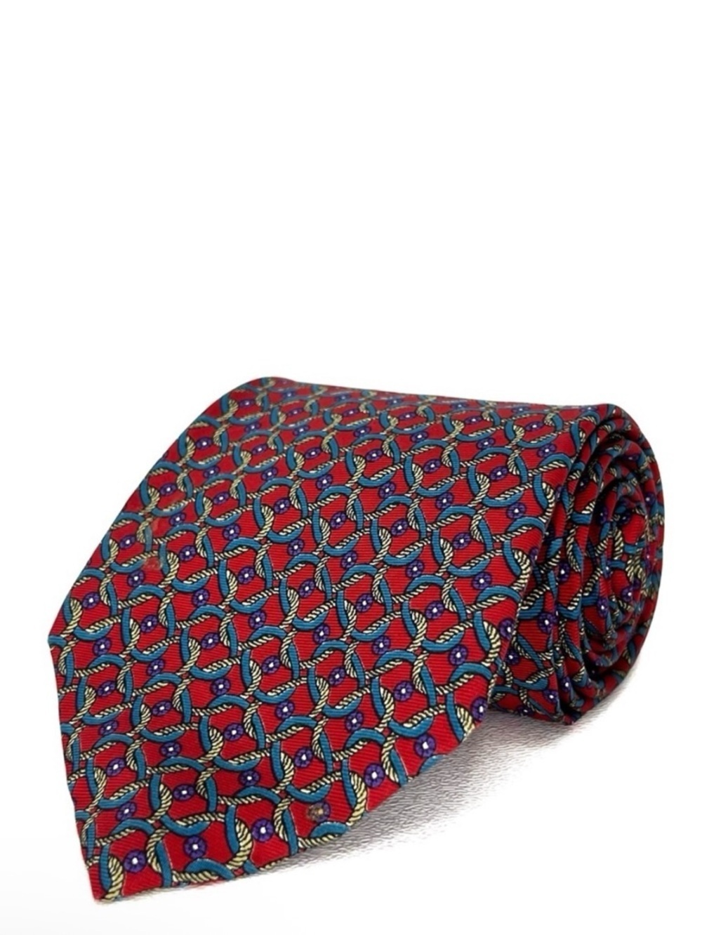 Christian Dior Silk Necktie Red Teal Blue Purple Tie EUC